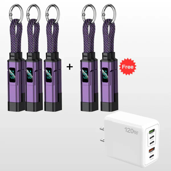 🔥Limited Time SALE 40% OFF🔥Hjmeta®4-in-1 Digital Display Keychain Charging Cable