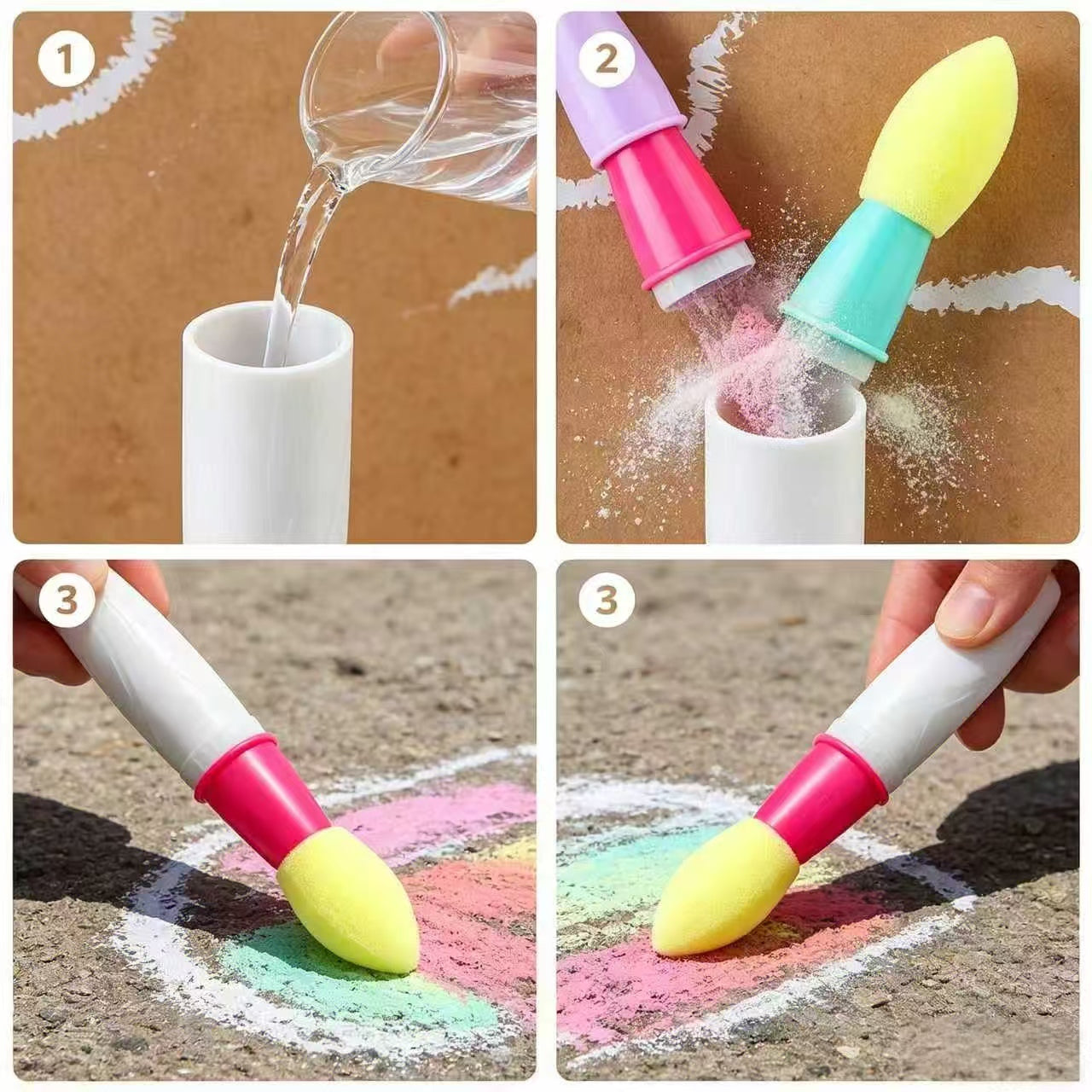 🎁Children's Day Gifts 🎨3 pcs Childrens Chalk Brush, Creative Painting Painting Set;