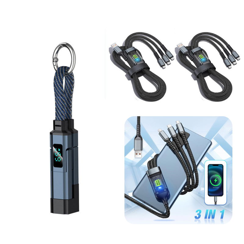 🔥Limited Time SALE 40% OFF🔥Hjmeta®4-in-1 Digital Display Keychain Charging Cable