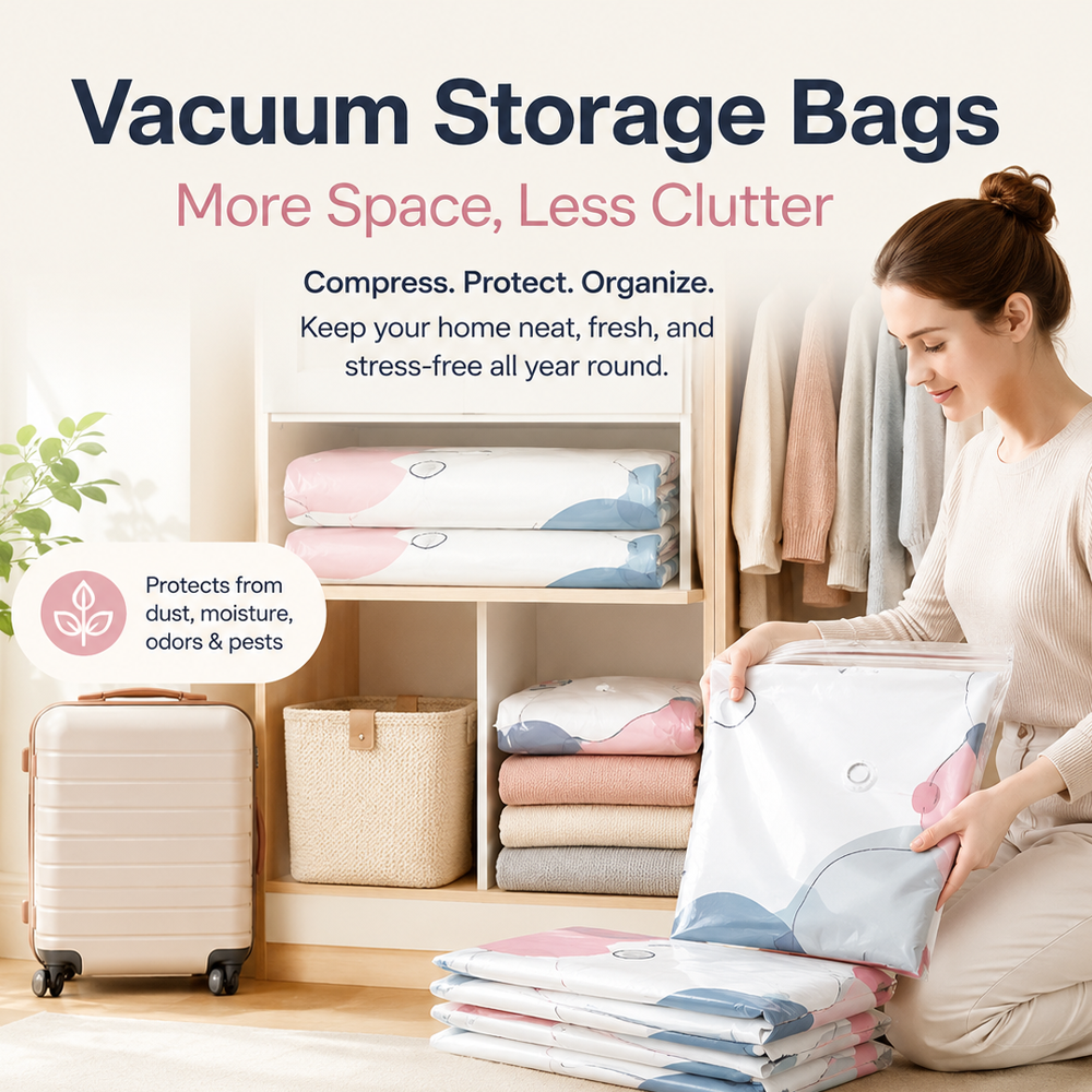 🧳💨 40% OFF! ✨️Hjmeta®No‑Pump Vacuum Storage Bags – Press & seal, no pump needed. Saves 80% space, keeps clothes dry & dust‑free. Perfect for bulky bedding & off‑season gear. 🛏️🗄️