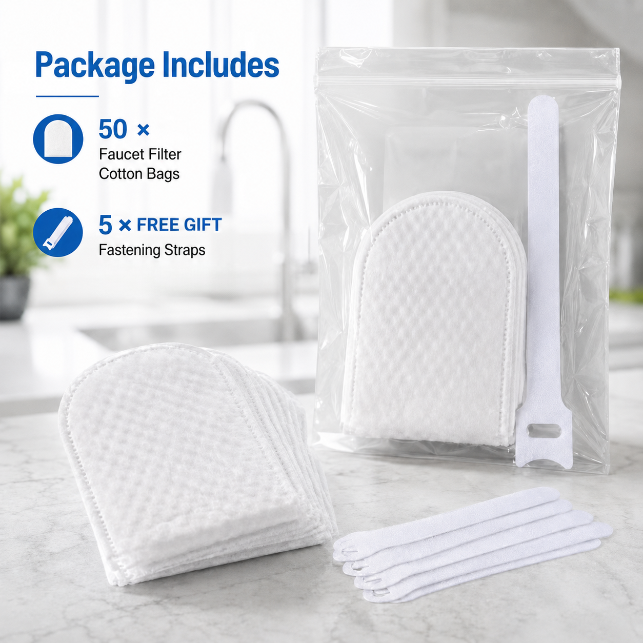 🔥LAST DAY 50% OFF🔥💧Faucet Filter Cotton Bags - Universal, 100 PCS Splash-Proof Faucet Filter 🌟Set