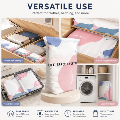 🧳💨 40% OFF! ✨️Hjmeta®No‑Pump Vacuum Storage Bags – Press & seal, no pump needed. Saves 80% space, keeps clothes dry & dust‑free. Perfect for bulky bedding & off‑season gear. 🛏️🗄️
