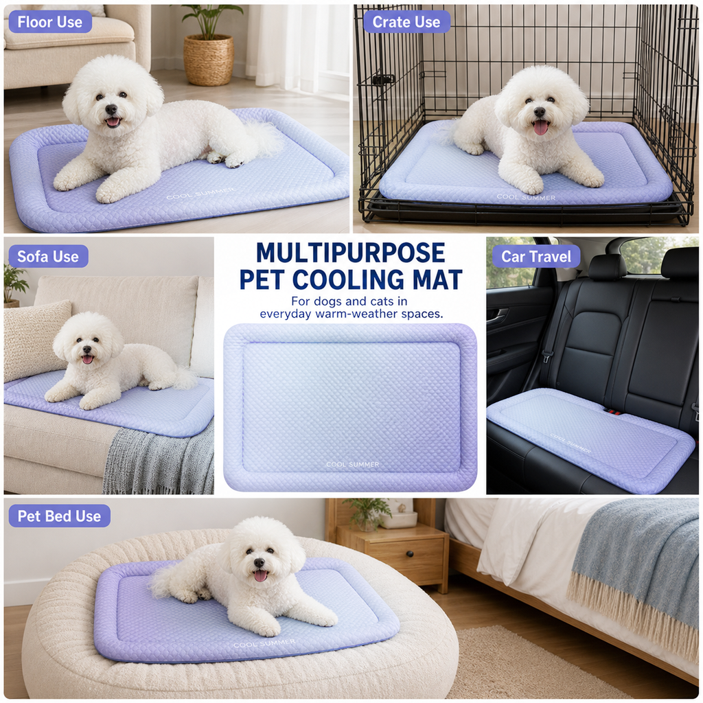 ❄️Pet Cooling Mat for Dogs & Cats 🐾  Naturally Cool Ice-Silk Pad • Breathable, Washable & Soft
