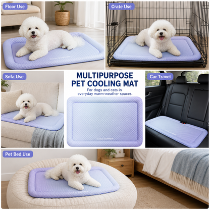 ❄️Pet Cooling Mat for Dogs & Cats 🐾  Naturally Cool Ice-Silk Pad • Breathable, Washable & Soft