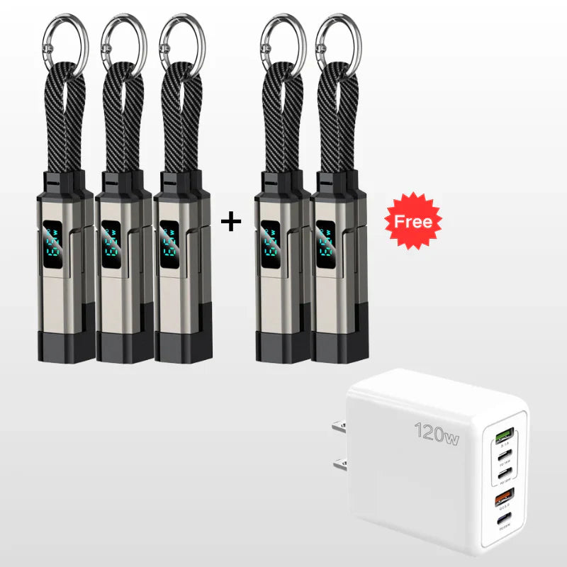 🔥Limited Time SALE 40% OFF🔥Hjmeta®4-in-1 Digital Display Keychain Charging Cable