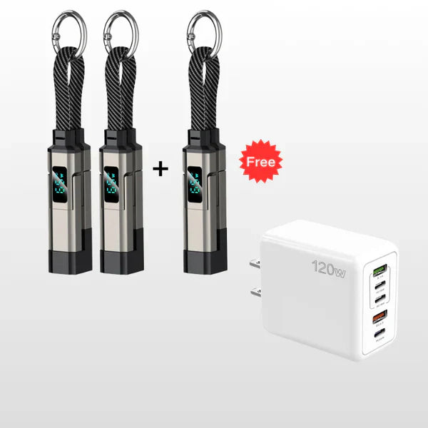🔥Limited Time SALE 40% OFF🔥Hjmeta®4-in-1 Digital Display Keychain Charging Cable