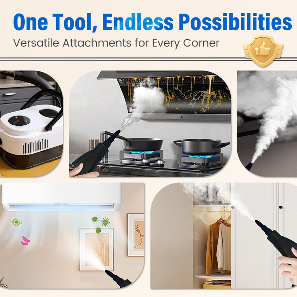 🥳2026 HOT SALE🥳💞50K+ SOLD!📢⏰ 50% OFF! High‑Temp Steam Cleaner – 105°C steam, 15s heat‑up. Kills 99.9% germs, no chemicals. 6 levels, large 1100ml tank. Multi‑surface magic! 🔥✨