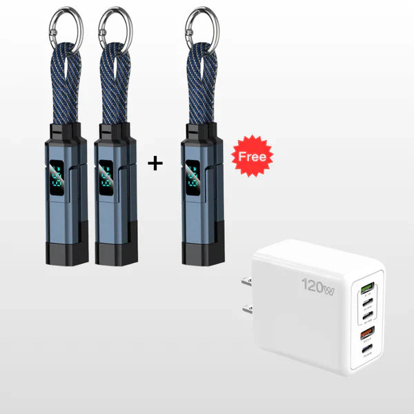 🔥Limited Time SALE 40% OFF🔥Hjmeta®4-in-1 Digital Display Keychain Charging Cable