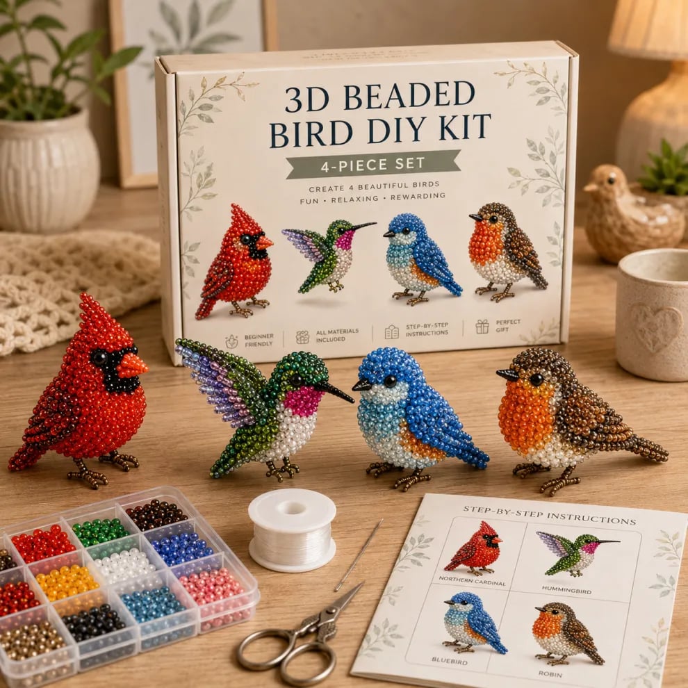 🏆✨ 15 Minutes Away From Your Phone.🧵✨Hjmeta®Petite 3D Beaded Animal Craft Kit