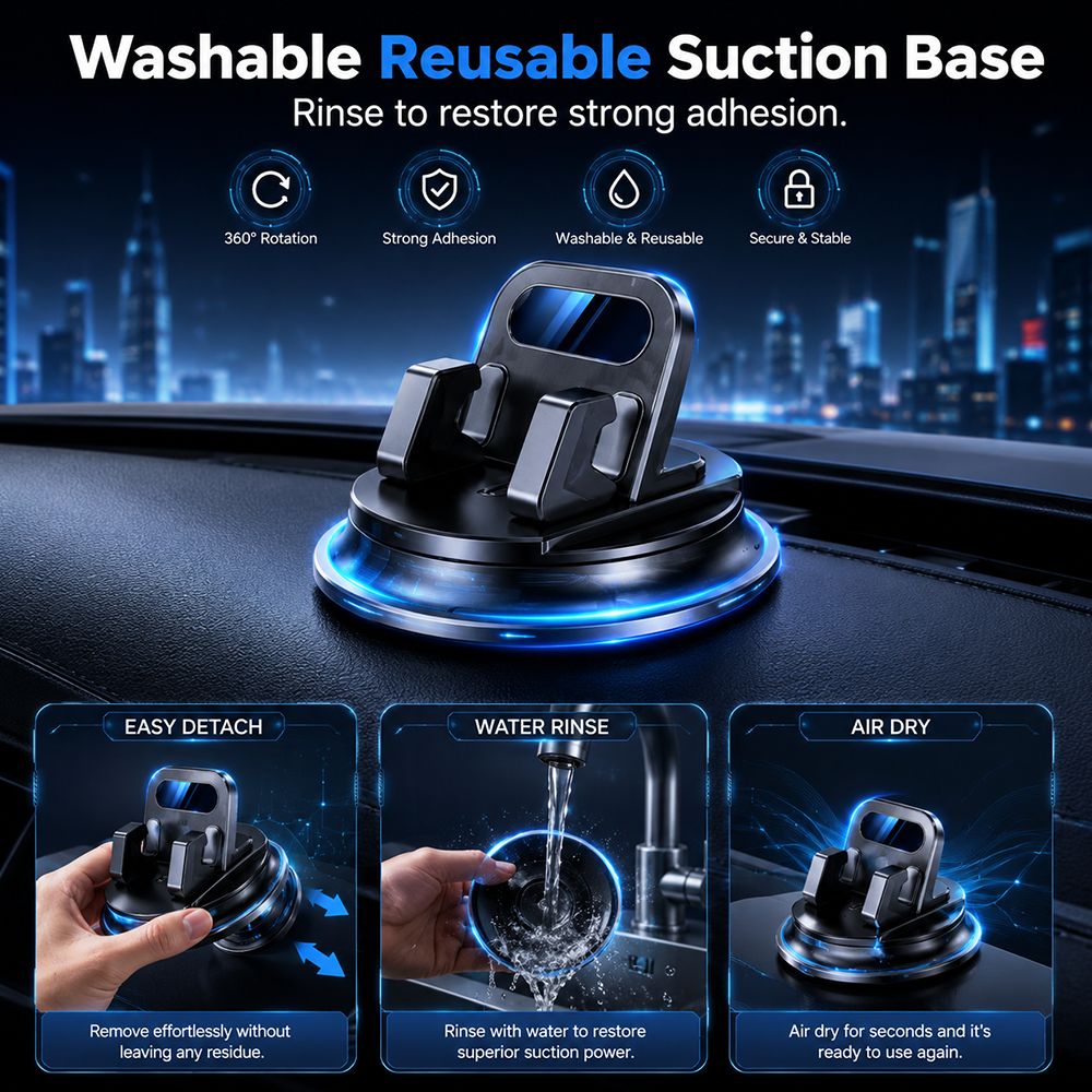 📱 Hjmeta®-Rotating Dashboard Car Phone Holder – 360° Adjustable & Anti-Slip – Hands-Free Phone Mount 🛡️