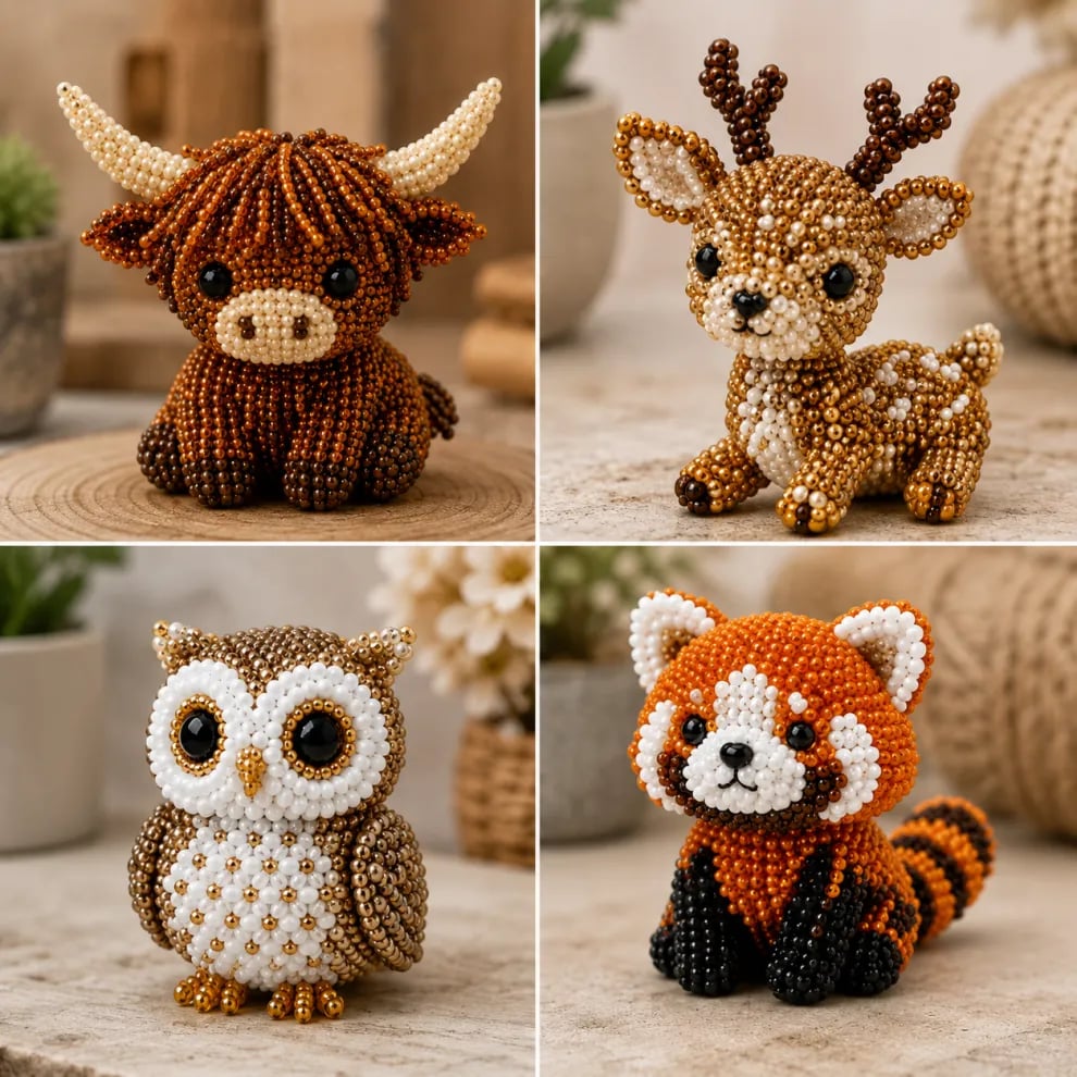 🏆✨ 15 Minutes Away From Your Phone.🧵✨Hjmeta®Petite 3D Beaded Animal Craft Kit