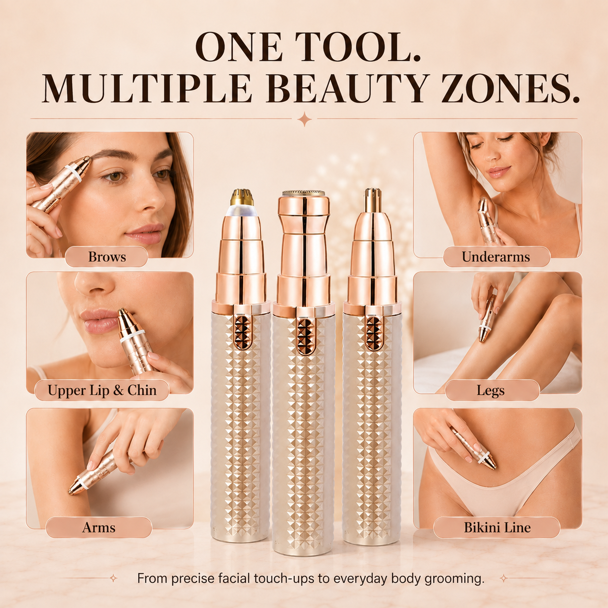 Hjmeta® 3-in-1 Electric Beauty Tool — Your Salon-Like Look At Home Shape Perfect Brows, Remove Unwanted Facial Hair & Stay Smooth In Seconds With One Easy-To-Use Grooming Device.
