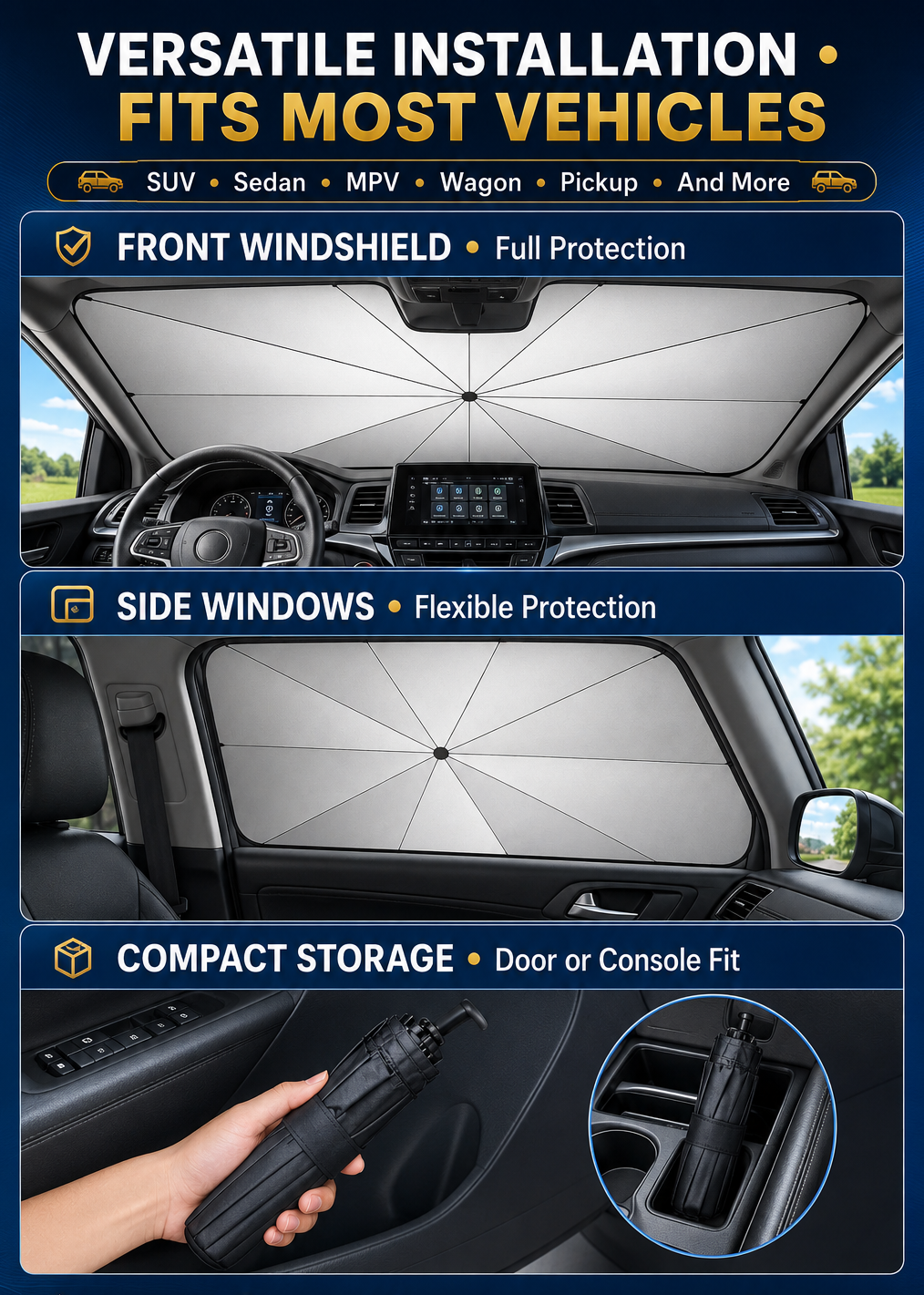 🔥 2026 Upgraded Car Windshield Sun Shade Umbrella
