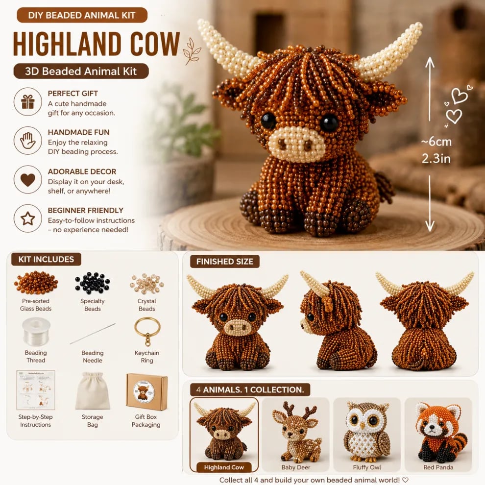 🏆✨ 15 Minutes Away From Your Phone.🧵✨Hjmeta®Petite 3D Beaded Animal Craft Kit