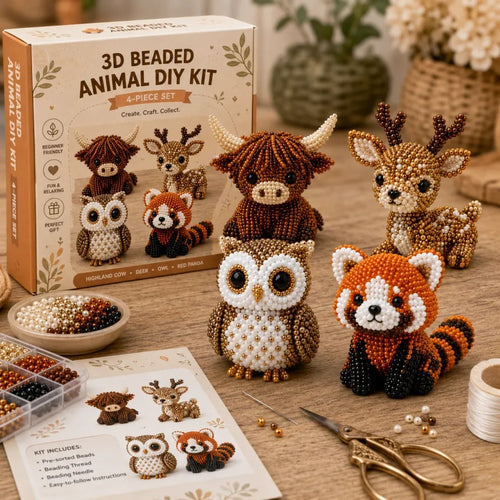 🏆✨ 15 Minutes Away From Your Phone.🧵✨Hjmeta®Petite 3D Beaded Animal Craft Kit