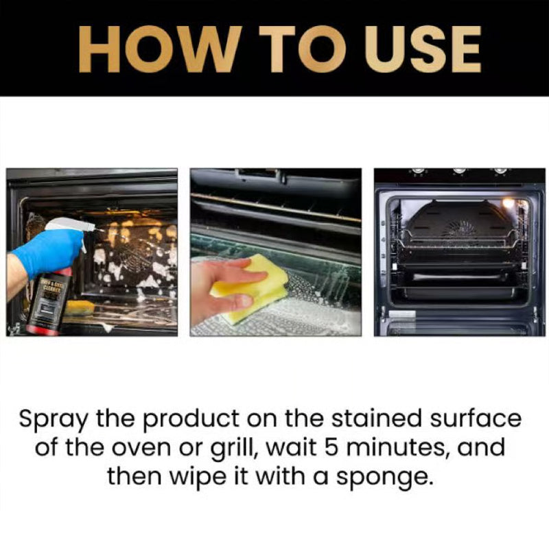Oven & Grill Cleaner Spray – Dissolves Grease in 5 Mins, No Scrubbing & Eliminates Odors -Hjmeta®