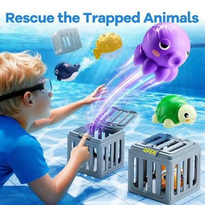 Summer Pool Toys for Kids - Diving Animal & Cage Set