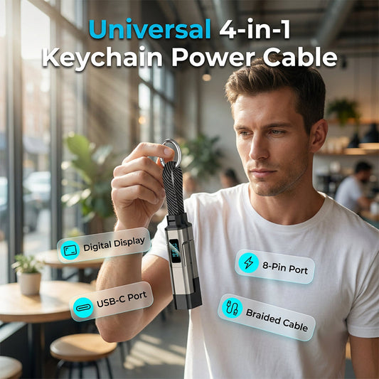 upsell🔥Limited Time SALE 40% OFF🔥4-in-1 Digital Display Keychain Charging Cable