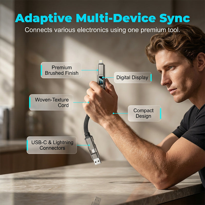 🔥Limited Time SALE 40% OFF🔥Hjmeta®4-in-1 Digital Display Keychain Charging Cable
